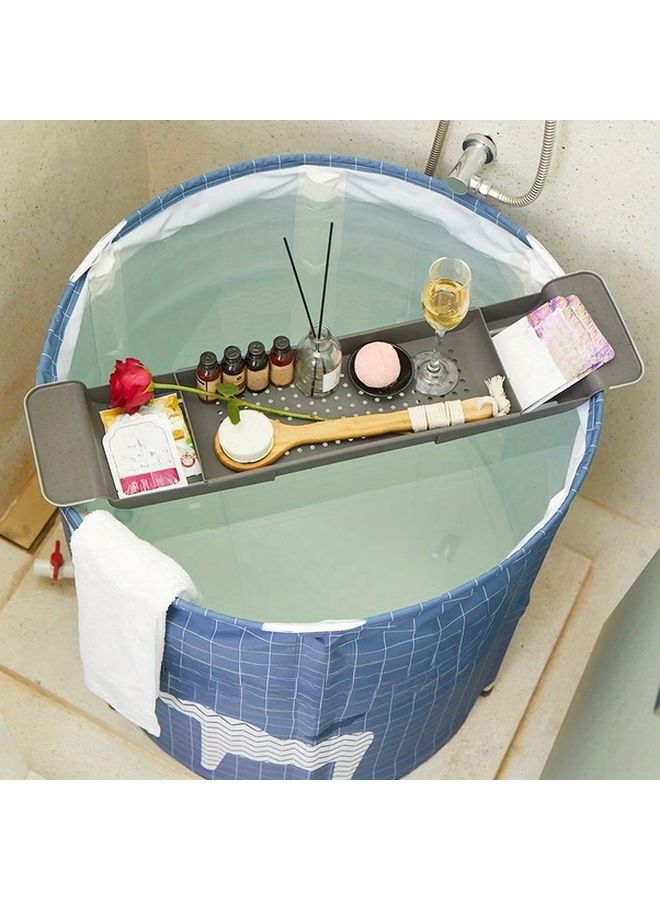 Expandable White Bathtub Rack With Towel Rack And Bookshelf For Bathroom Camping Motorhome - Image 4